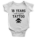 Kickass Tees 18 Years Until My First Tattoo Babygrow 0-3m White Cool Funny Dad Present New Baby Gift