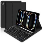 Keyboard Case for iPad Pro 11 inch (2024), Slim Stand Case with UK Layout Keyboard 11 inch, Detachable Bluetooth Keyboard Case with Pencil Holder for Pro 11 M4 5th Generation-Black