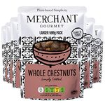 Merchant Gourmet Whole Cooked Chestnuts - Naturally Sweet, Nutty Flavour, Source of Fibre, Low Fat & Vegan - Ideal for Snacking & Baking - Pack of 10 x 500g Ready-to-eat Pouches