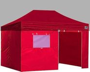 Eurmax Zippered Walls for 10 x 15 Canopy Tent,Enclosure Sidewall Kit with Roller Up Mesh Window and Door,4 Walls ONLY,（Red）