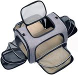 4 Sides Expandable Cat Travel Bag Airline Approved Collapsible Cat Soft-Sided Carriersexpandable pet Carrier，Folding Soft Sided Transport Tote Bag for Kittens,Dog & Small Animals、Removable Fleece Pad
