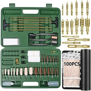 iunio Universal Gun Cleaning Kit, with Mat and Case, Full Brass Jags, Rods and Adapters, for All Guns, Rifle, Shotgun, Handgun, Pistol, Hunting, Shooting, All Caliber