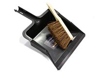 Newman and Cole Large Garden Dustpan and Brush Set - Outdoor Dust Pan Scoop with Stiff Hand Brush