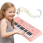 Docam Kids Piano Keyboard, 37 Keys Piano for Kids Music Piano with Microphone Portable Multi-Function Electronic Keyboards Educational Musical Gift Toys for 3 4 5 6 Year Old Girls Boys (Pink)