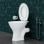 HARDSTONE Premium Floor Mount EWC Ceramic Commode | 56 x 37.5 x 40.5 cm | High-Strength Seat | Anti-Stain Gloss Finish | Powerful Swirl Flush | Modern Western Toilet Seat Cover | White