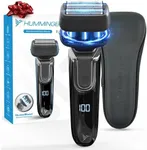 HUMMINGBIRD MK7 Premium Foil Face Shaver, Four Blade Foil Shaver with Long Hair Leveler, Electric Razor for Men, Waterproof Wet & Dry Shave, Cordless USB-C Rechargeable, LED Display, Travel Case