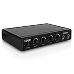 Pyle Portable Microphone Mixer Karaoke System with Dual Mic Support, 3.5mm Stereo Type Audio Input Jack & RCA Type Audio/Video Output Jack - Ideal for DJ Sound, Home Party, & Theater