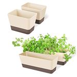 SUREAM Indoor Herb Planter Boxes, 4 Pack Window Box with Tray, Modern Plastic Plant Flower Succulent Cactus Pots for Windowsill, Garden Balcony, Home Office Outdoor Decor(6x3.8, 12x3.8, 16x3.8Inch)