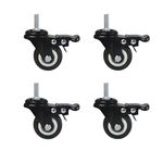 GDQLCNXB 4Pcs 1.5 Inch Heavy Duty Caster Wheels Swivel Casters with Brake and M8 Threaded Stem, Loading 50kg/110lbs Black Rubber