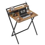 CubiCubi Small Folding Computer Desk 76 cm with Shelf and Storage Bag, No Assembly Required, Home Office Writing Desk, Small Study Table,Brown