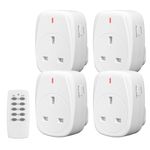 HBN 13A/3120W Remote Control Plug Sockets,Wireless Remote Control Sockets for Christmas Light,Wireless Remote Light Switch with 30m/100ft Operating Range,4 Pack Sockets and 1 Remote