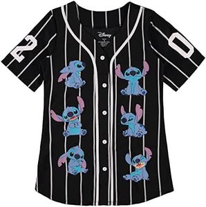 Disney Ladies Mickey Mouse Fashion Shirt - Mickey & Minnie Mouse Baseball Jersey Mickey Mouse Button Down Baseball Jersey, Black, X-Large