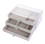 YouBella Jewellery Organiser Jewellery Box Acrylic Portable Storage Box Case with Dividers Container for Rings, Earrings, Necklace Home Organizer (Grey)