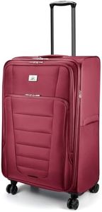 Verdi Softside Expandable 28 Inch Luggage with Spinner Wheels Lightweight Travel Suitcase (Burgundy, Checked-Large 28-Inch)