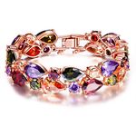 Qianse "Mona Lisa" Rose Gold Plated Brass Bracelet with Cubic Zirconia, 7.3 inches, Jewelry for Women, Gifts for Women