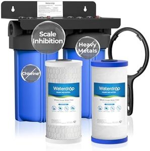 Waterdrop 2 Stage Whole House Water Filter System, with Heavy Metal and Anti-Scale Sediment Filter, Highly Reduce Iron, Scale, Lead, Chlorine, Taste, 5-Stage Filtration, WD-WHF21-SH, 1" Inlet/Outlet