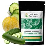 Cucumber Seed Variety Pack - 5 Heirloom Varieties - Lemon Cucumber, Chicago, Wisconsin, Armenian, Straight Eight