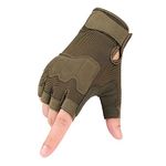 Half Finger Gloves Men Women Non-Slip Fingerless Gloves for Outdoor Sports Cycling Motorcycle Hiking Climbing Camping Hunting Running,army green,M