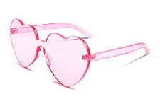FEISEDY Heart Shaped Sunglasses Rimless Festival Party Love Sun Glasses