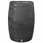 RTS Home Accents Polyethylene 50 Gallon Flat Back Rain Barrel, Graphite