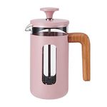 La Cafetière Pisa Cafetière, 3-Cup/350ml, Heat-Resistant Borosilicate Glass and Stainless Steel with Easy-Grip Plunger, Small French Press Coffee Maker for Loose Tea and Ground Coffee, Pink