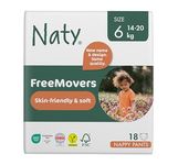 Naty FreeMovers Nappy Pants | Sensitive Skin Certified Potty Training Pants | Soft, Fragrance Free | Absorbent & Leak-Proof | Unisex Baby & Toddler | Size 6 (14–20 kg), 18 Count