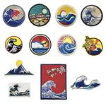 Woohome 12 PCS Patch Embroidered Wave Sunset Iron On Applique Patch for Jeans, Clothing