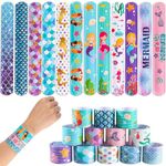 Party Propz Mermaid Return Gifts for Kids - 12 Pcs Mermaid Slap Bracelet for Kids | Best Birthday Return Gifts for Kids | Wrist Band for Kids | Slap Bands for Kids Return Gift | Scale Band for Kids