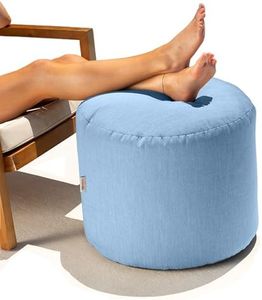 Jaxx Spring Indoor/Outdoor Bean Bag Pouf Ottoman, Sunbrella Ocean