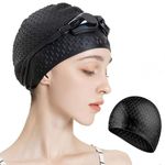 Swim Cap, Unisex Swimming Cap, Waterproof and Comfortable Swim Caps for Women Men Long Hair to Keep Hair Dry (Black)