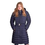 Spindle Womens Long Hooded Padded Puffer Parka Ladies Winter Jacket Coat with Waist Belt and Zip Side Pockets Blue with Belt 12