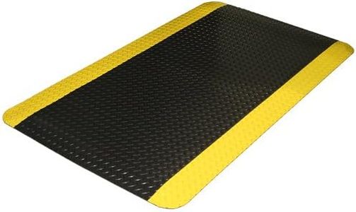 Durable Corporation-442S35BKY Vinyl Diamond-Dek Sponge Industrial Anti-Fgue Floor Mat, 3' x 5', Black with Yellow Border