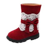 Kids Baby Girls Princess Shoe Fashion Bowkont Cotton Boots Snow Boots Kids Leather Warm Shoes Princess Ankle Boots Girls Toddler Rain Boots Size 9 2 Red-4