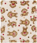 BABY STARTERS Super Soft Sock Monkey Baby Blanket for Newborns and New Moms (Ivory and Red, 30"x40")