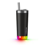 HidrateSpark PRO Smart Tumbler – Insulated Stainless Steel – Tracks Water Intake with Bluetooth, LED Glow Reminder When You Need to Drink – 20oz, Black