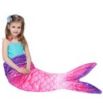 WERNNSAI Mermaid Tail Blanket, Purple & Pink, 55" x 24"