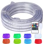 Areful 16.4 Feet Flat Flexible LED Rope Lights Color Changing RGB Strip Light with Remote Control 8 Colors Multiple Modes Plug in Novelty Light Connectable and Waterproof for Home Kitchen Outdoor Use