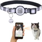 Cat Collar with Pet ID Tag,Breakaway Cat Collar QR Code Tag,Personalized Cat Collar, Cute Kitty Collar with Bells,Pet Online Profile-Scan QR Receive Instant Pet Location Alert Email (Black)