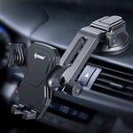 IPOW Car Phone Mount [Off-Road Grade Super Suction] Universal Car Phone Holder Mount for Dashboard Windshield, Car Phone Mount for iPhone 15 Samsung All Phones with Angle Adjustment of 3 Parts