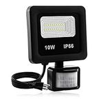 Motion Sensor Flood Light Outdoor,10W Security Light, IP66 Waterproof Outdoor Light,1000LM,6500K Motion Security Lights with Plug for Garage Yard Patio Pathway Porch Entryways (Daylight White)