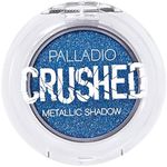 Palladio Crushed Metallic Eyeshadow, Blue Moon, Pressed Pigments for Highly Reflective Foil Finish, Cream Eyeshadow w/ No Creasing, Amazing Color Depth, Apply Glitter Eyeshadow with Eyeshadow Brushes