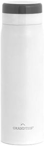 GrandTies Lightweight Travel Water Bottle with Strainer- 20oz Vacuum Insulated Water Bottles for Men & Women, Double Walled Metal Canteen, Keep Your Favorite Beverages Hot or Cold (White)