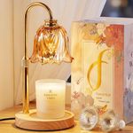 Vintage Flower Candle Warmer Lamp with Timer & Dimmer, Height Adjustable Candle Warmer with 2 Bulbs, Birthday Gifts for Women Mum, New Home Gifts, Dimmable Candle Heater Lamp for Yankee Candles