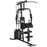 HOMCOM Multi Gym with Weights, Multifunction Home Gym Machine with 45kg Weight Stack, for Lat Pulldown, Leg Extensions, Preacher Bicep Curls, Triceps Pulldowns, Chest Press, Strength Training