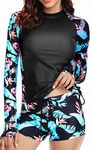 UNIQUEBELLA Rash Guard Swimsuit for Women, Swimming Costume Set with UPF 50+ Long Sleeve Sports Surf Swimsuit