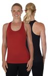 Yogalicious 2 Pack Ultra Soft Lightweight Racerback Tank Top, Bossa Nova/Black, Large