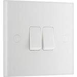 BG Electrical Double Wall Light Switch, 2 Way, Square Edge, Nexus 900 Series, White Moulded, 20A, 16AX, 942