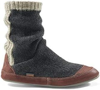 Acorn Men's Slouch Boot Slipper, Charcoal Ragg Wool, X-Large