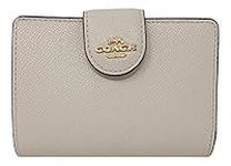 Coach Crossgrain Leather Medium Corner Zip Wallet Chalk Style No. 6390