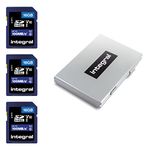 Integral 16GB SD 3 Pack card in a 6-slot protective metal card holder case High Speed memory SDHC up to 100MB/s V10 UHS U1